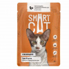 SMART CAT 85гр. влажный корм для взрослых кошек и котят, кусочки индейки со шпинатом в нежном соусе