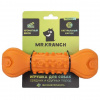 Mr.Kranch Игрушка для собак "Гантель дентальная" с пищалкой с ароматом бекона, оранжевая, 22см.