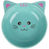 КерамикАрт Миска керамическая для кошек, мордочка кошки, голубая, 240мл.