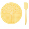 Mr.Kranch Лизательный коврик для медленного поедания силиконовый с лопаткой, желтый, d20см.